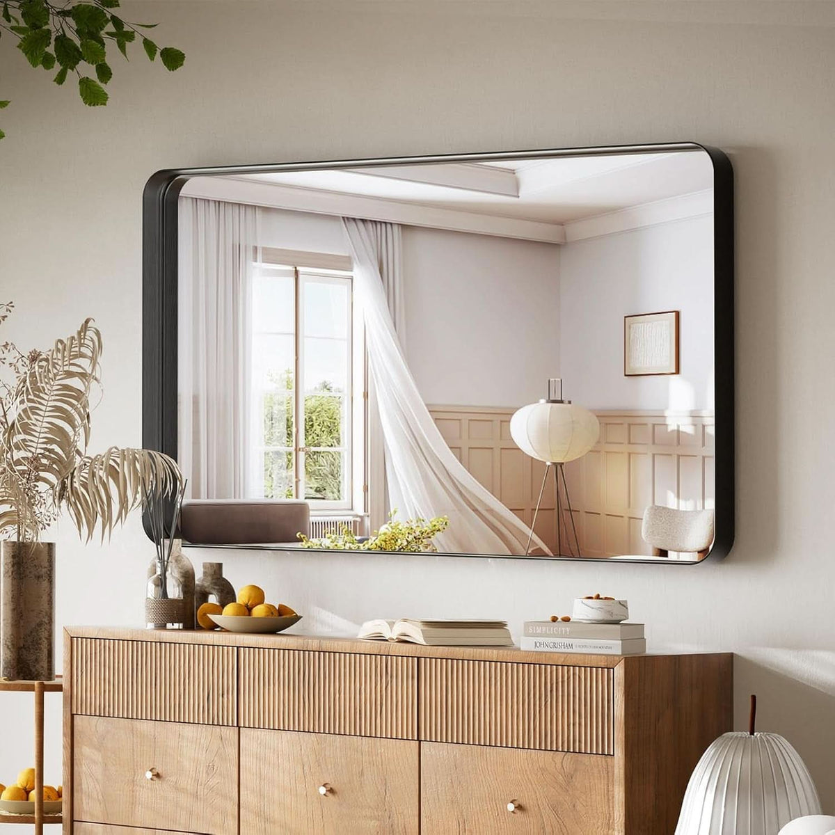 Midnight Deep-Frame Mirror | 30" × 48" Black Aluminum