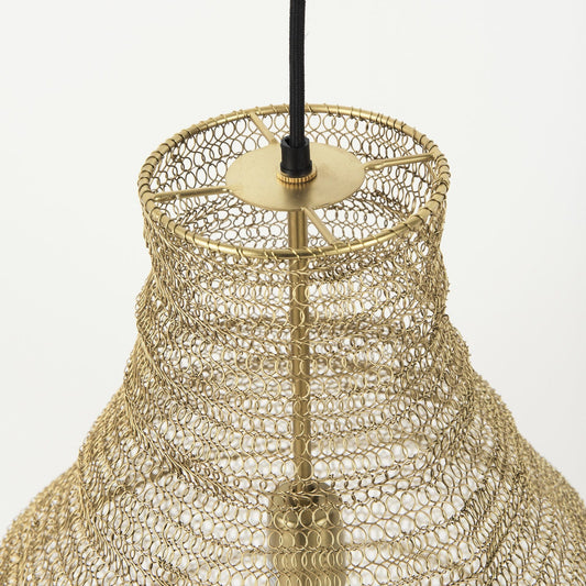 Gold Mesh Hive Pendant | Woven Wire Shade