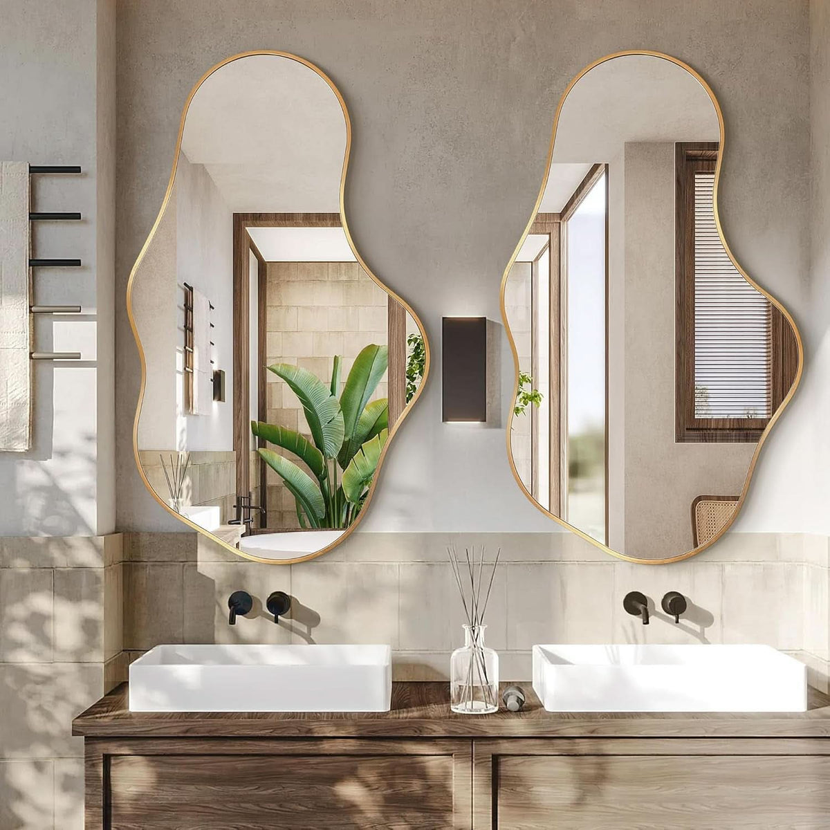 Rose Gold Nimbus Mirror | Irregular Aluminum Frame