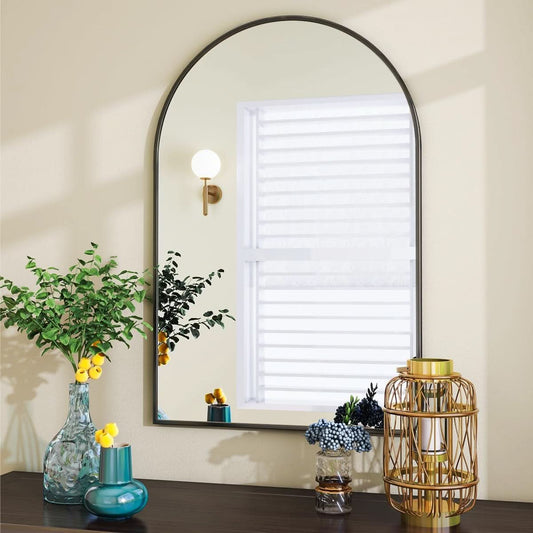 Arched Vanity Mirror | 24 x 36 in Black Frame