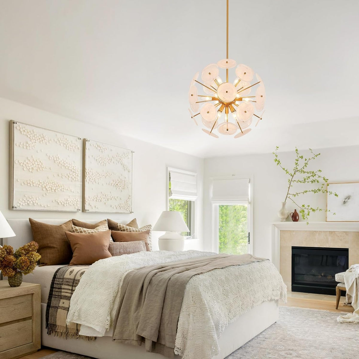 Golden Starburst Chandelier | 12-Light Sputnik Pendant