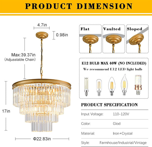 Aurelia Crystal Chandelier | Four-Tier Gold & K9 Crystal