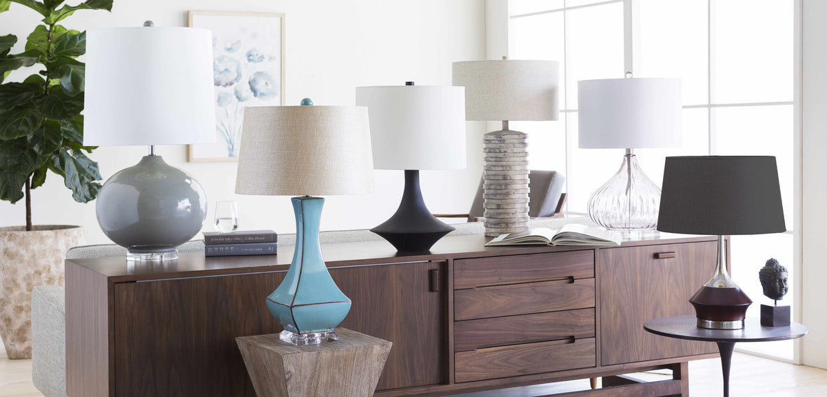 Shackelford Table Lamp | Teal Ceramic & Crystal Base