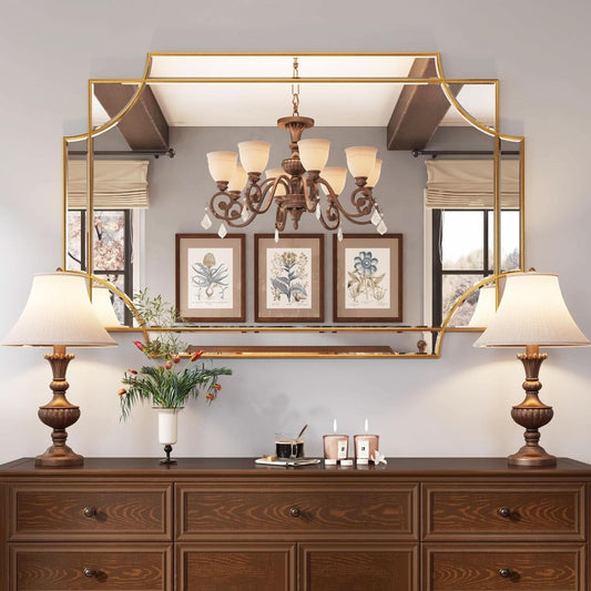 Gilded Beveled Wall Mirror | 32 x 48 in Gold Frame
