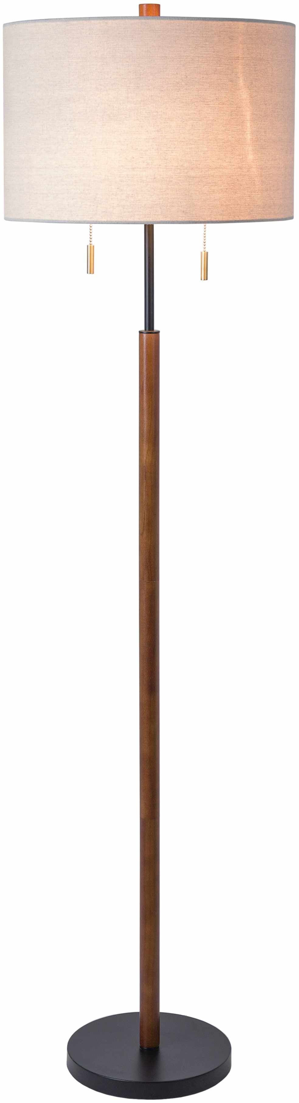 Ngomedzap Floor Lamp | Wood Column & Linen Shade