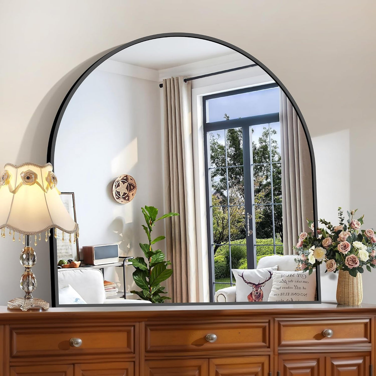 Noir Arch Mirror | 42" Black Aluminum Frame