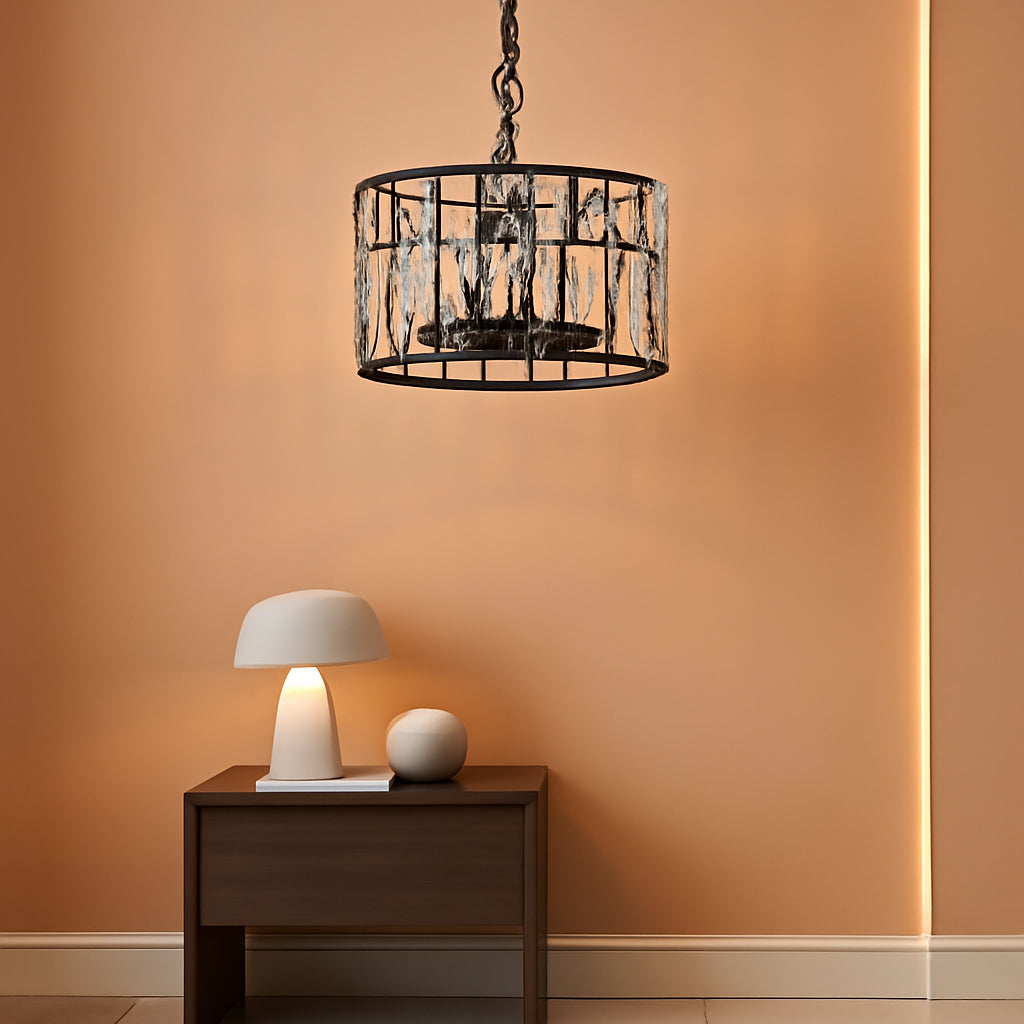 Noir Crystal Chandelier | Convertible Four-Light Black