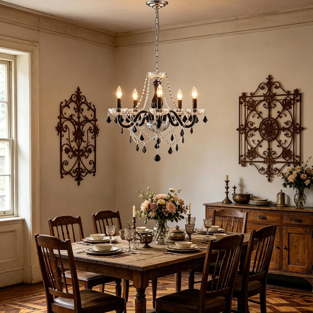 Onyx Crystal Chandelier | Five-Light Black & K9 Crystal
