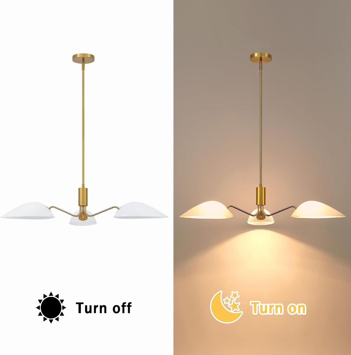 Opaline Orbit Pendant | Three-Light Gold & White Glass