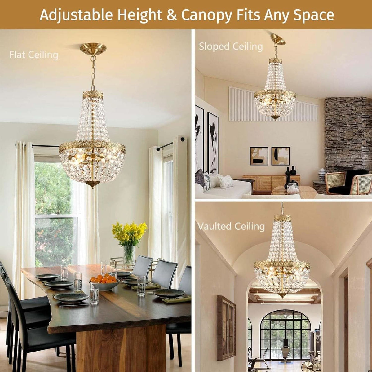 Heirloom Crystal Chandelier | Four-Light Antique Brass