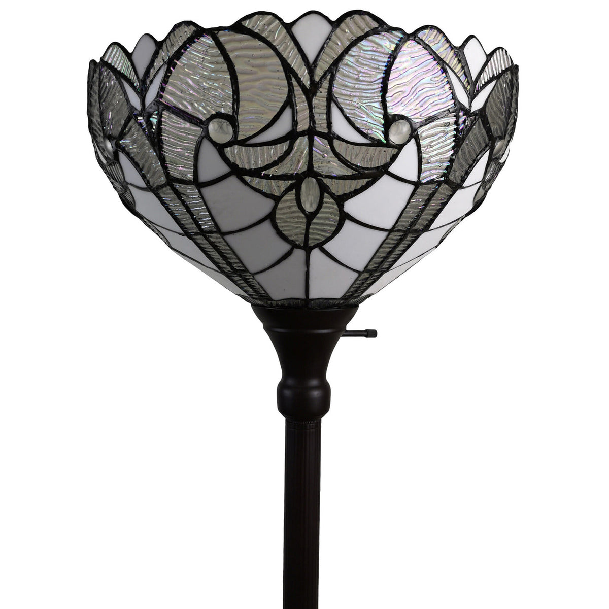 Valdobbia Torchiere Floor Lamp | Bronze & Tiffany-Style Glass Dome