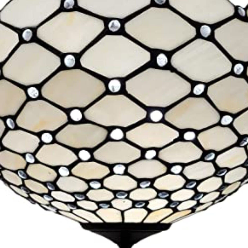 Castelmagno Semi-Flush Ceiling Light | Black & White Tiffany-Style Glass