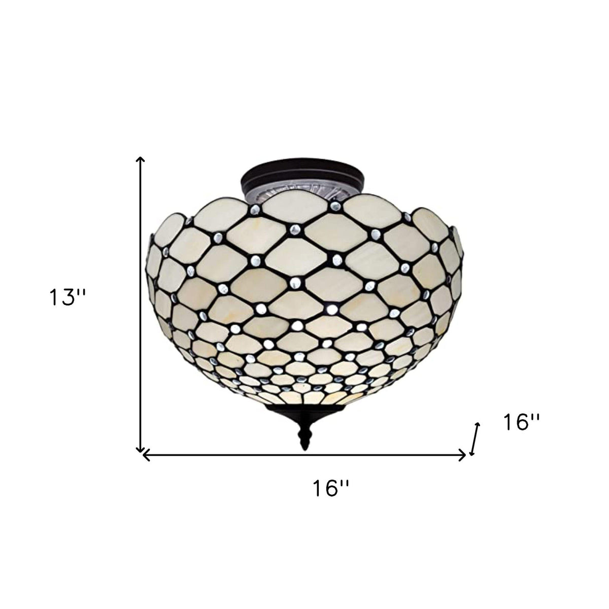 Castelmagno Semi-Flush Ceiling Light | Black & White Tiffany-Style Glass