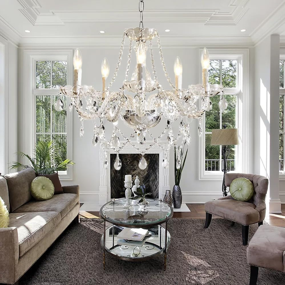 Solstice Crystal Chandelier | Five-Light White & K9 Crystal