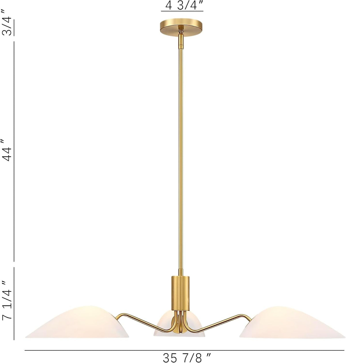 Opaline Orbit Pendant | Three-Light Gold & White Glass