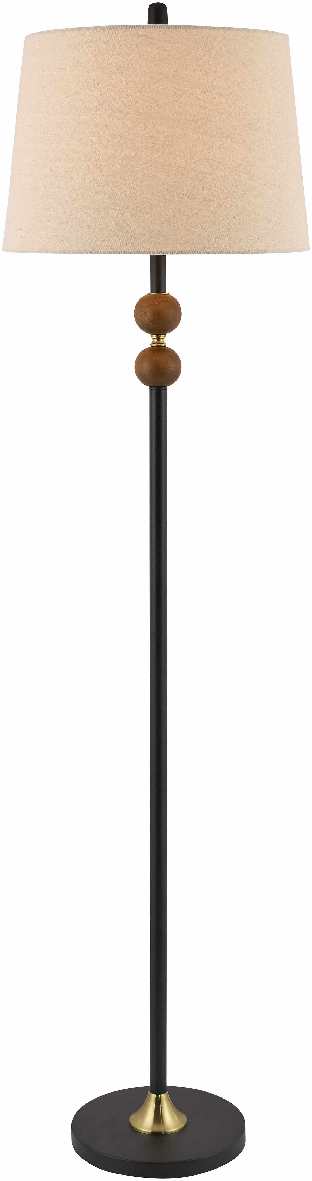 Wasserburg Floor Lamp | Dark Wood & Tapered Linen Shade