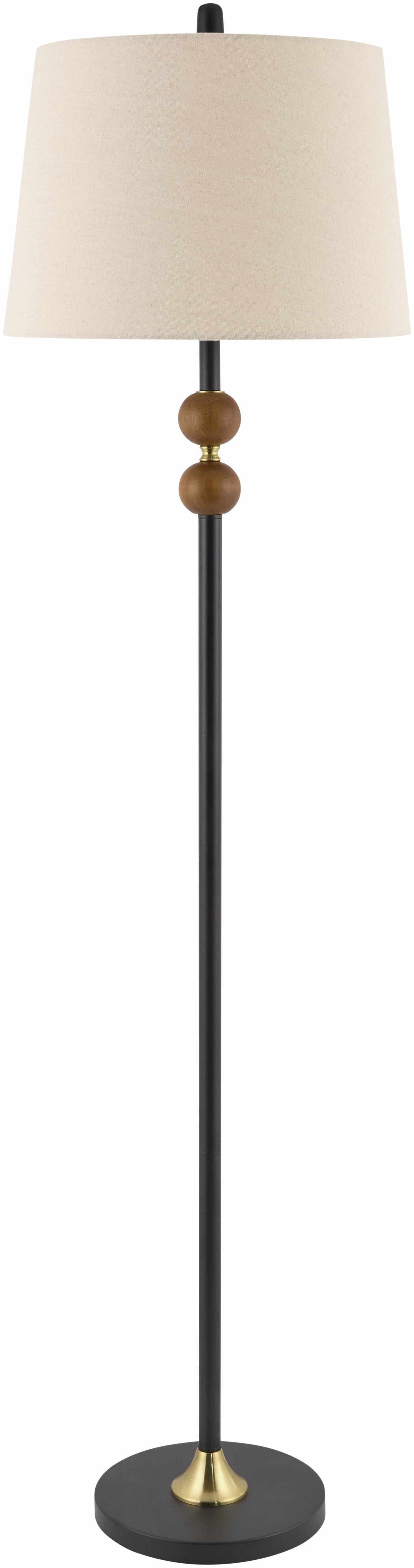 Wasserburg Floor Lamp | Dark Wood & Tapered Linen Shade