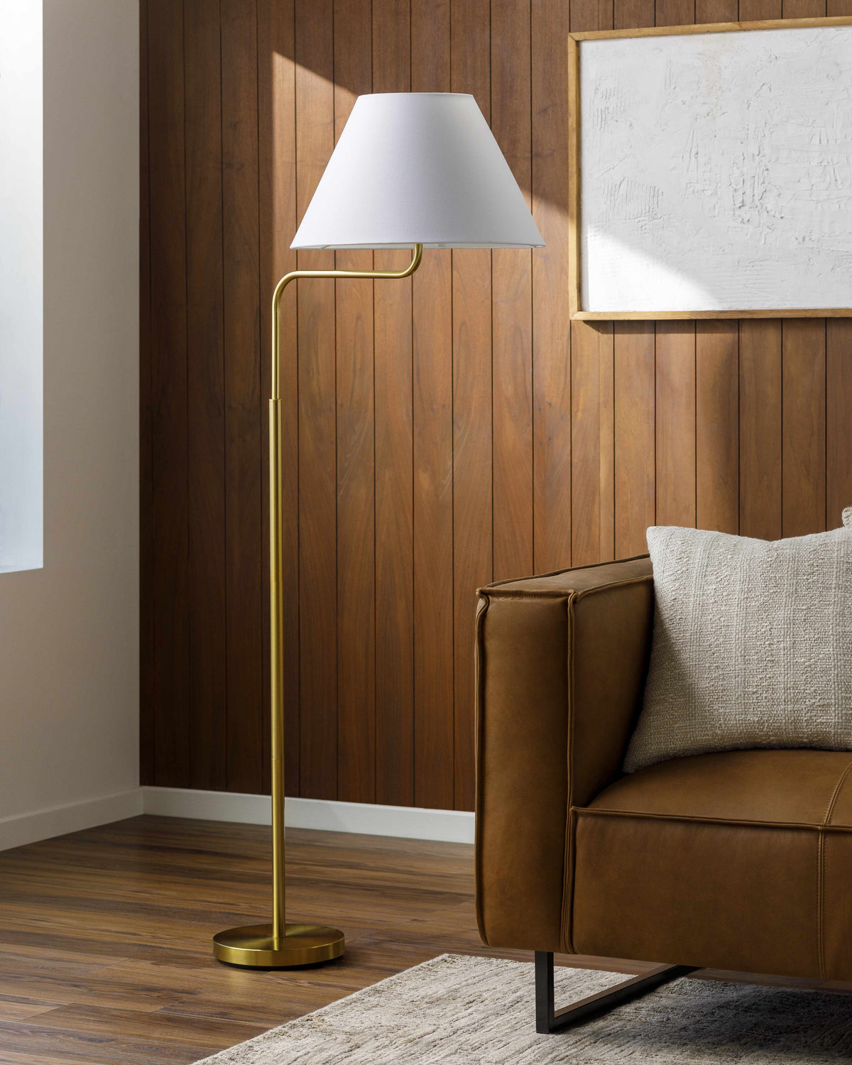 Leninskiy Floor Lamp | Brass & Cotton Taper Shade