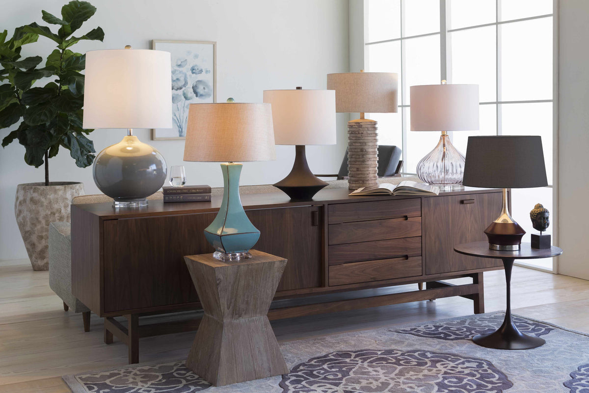 Shackelford Table Lamp | Teal Ceramic & Crystal Base