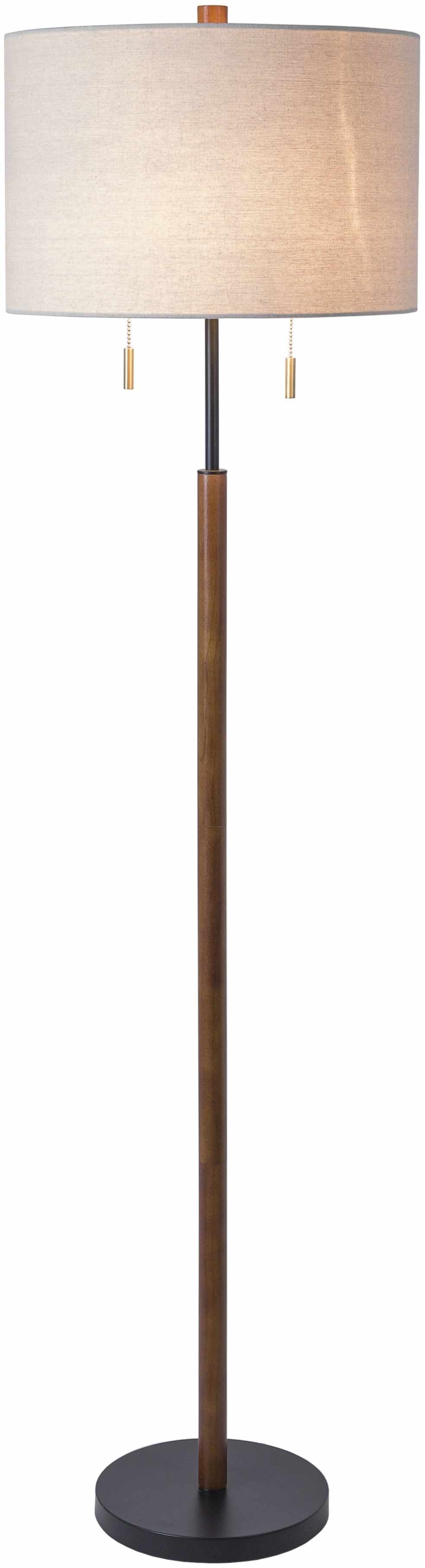 Ngomedzap Floor Lamp | Wood Column & Linen Shade