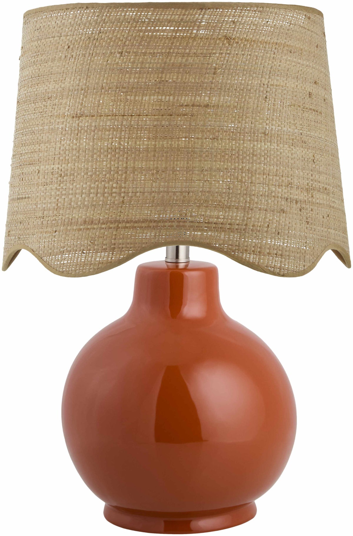 Pojezerje Table Lamp | Terracotta Ceramic & Scalloped Rattan Shade