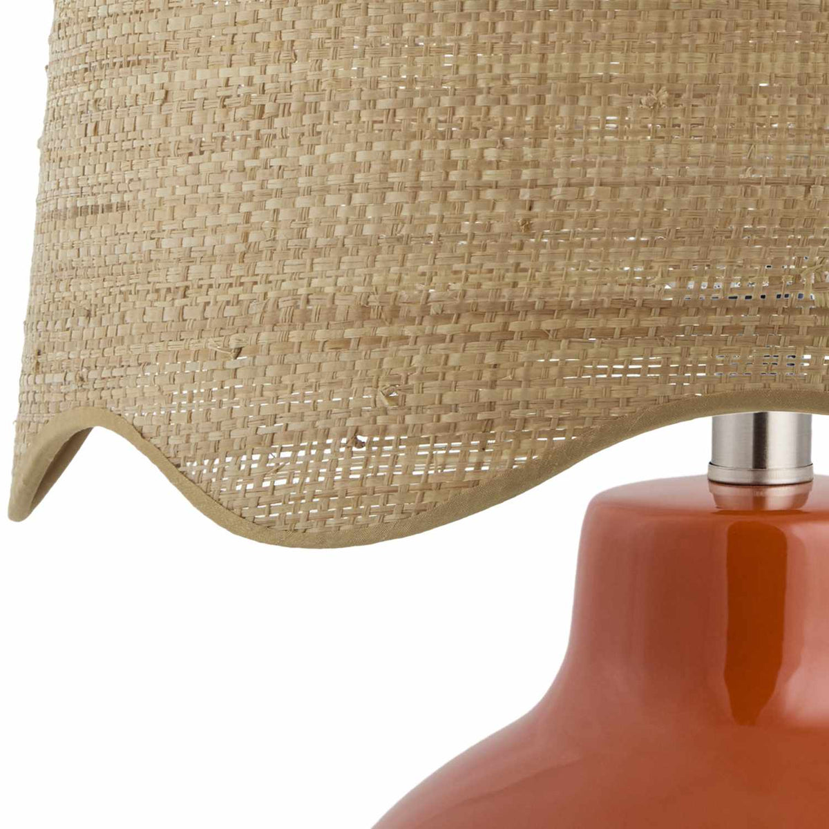 Pojezerje Table Lamp | Terracotta Ceramic & Scalloped Rattan Shade