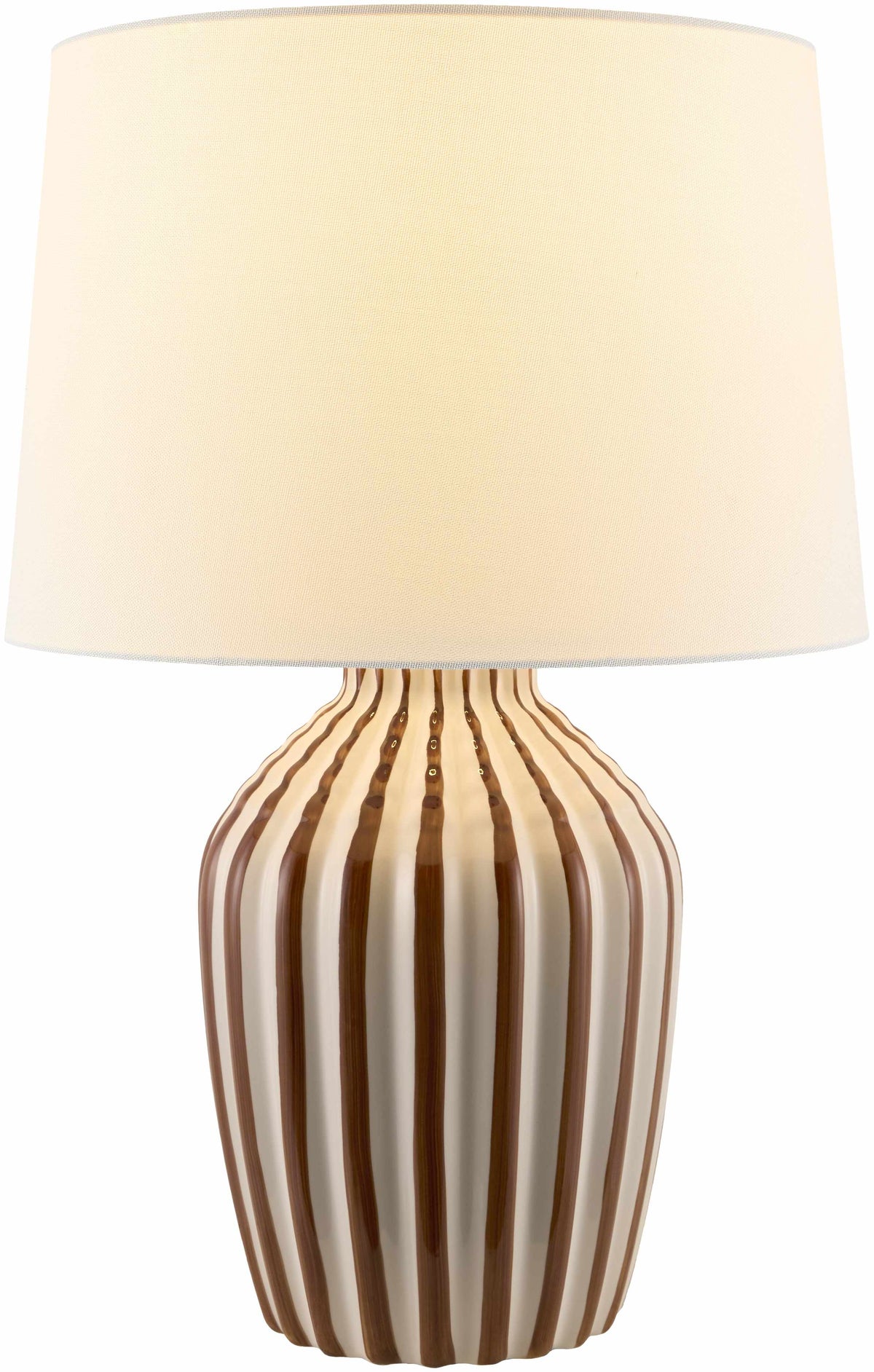 Shamsabad Table Lamp | Striped Ceramic & Linen