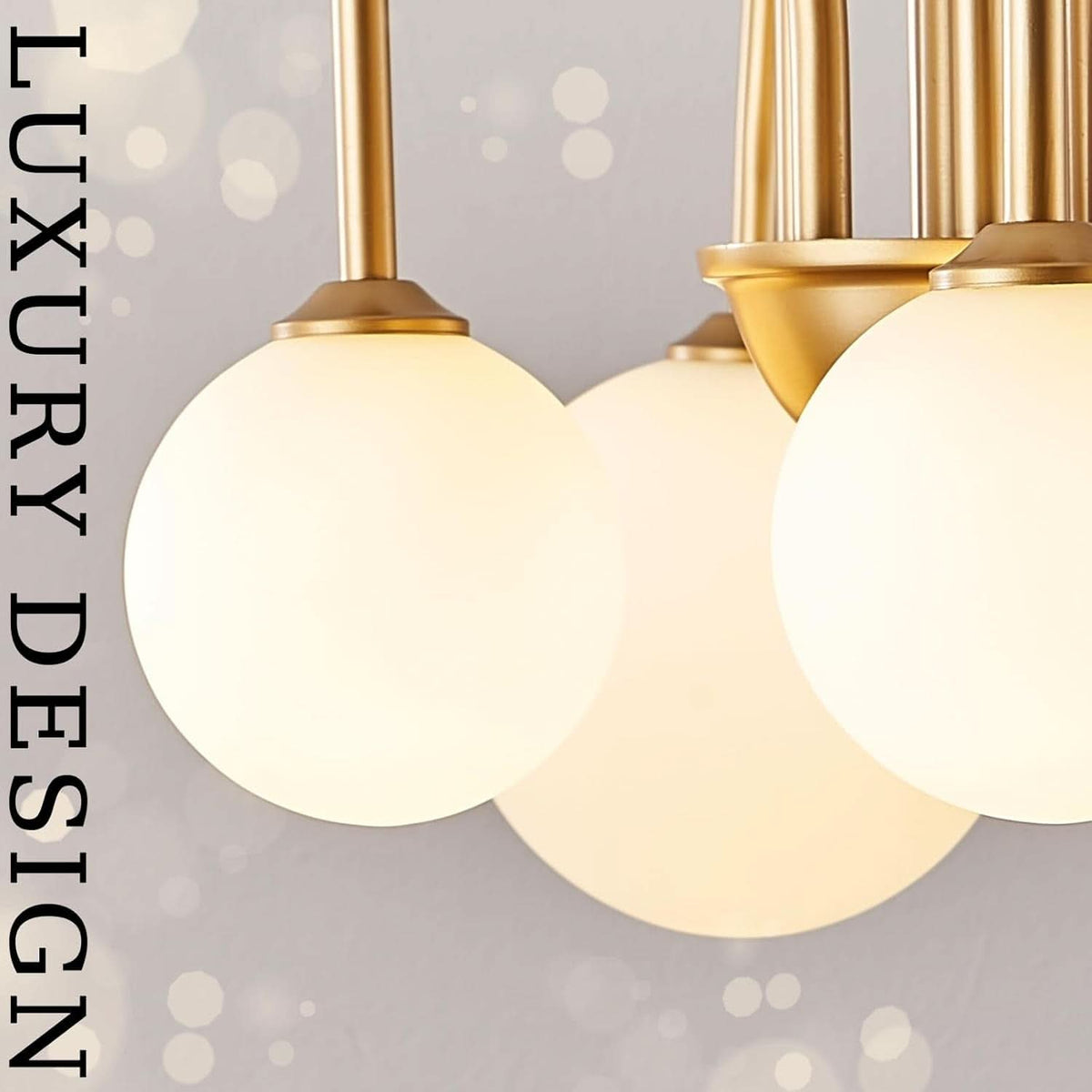 Golden Sputnik Chandelier | Six Milk Glass Globes