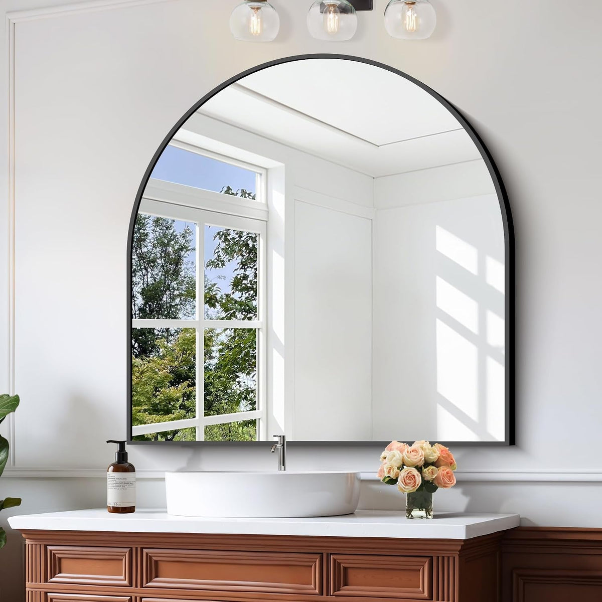 Noir Arch Mirror | 42" Black Aluminum Frame