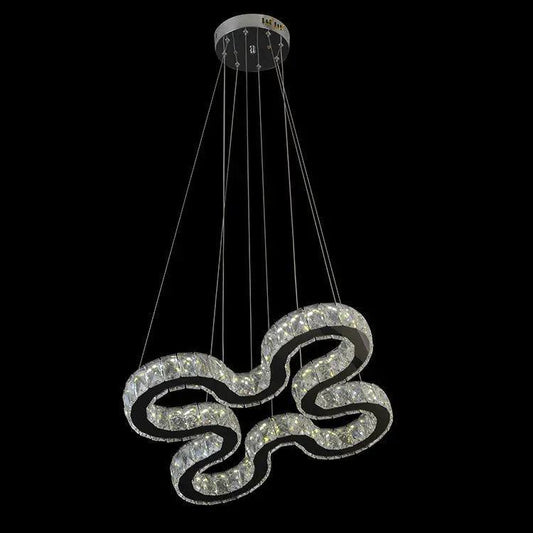 Meridian Crystal Chandelier | Chrome LED Rings