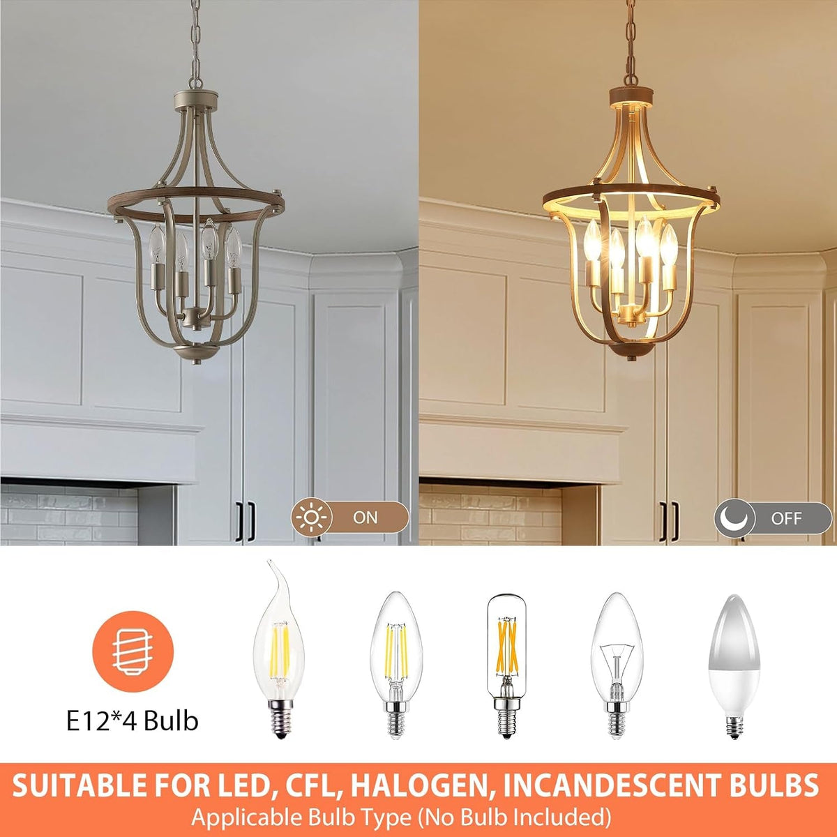 Lattice Geometric Chandelier | Four-Light Nickel & Wood