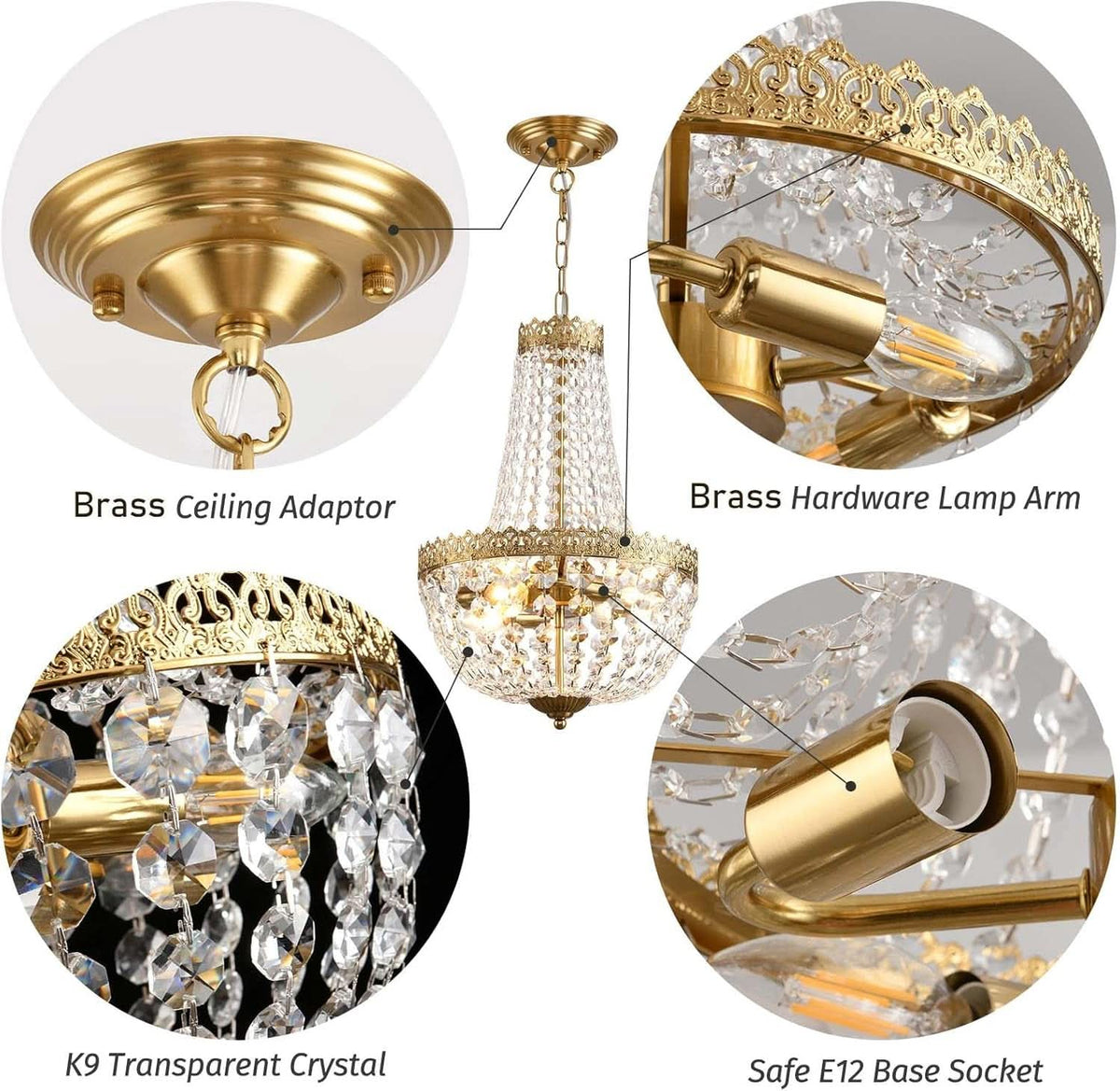 Heirloom Crystal Chandelier | Four-Light Antique Brass