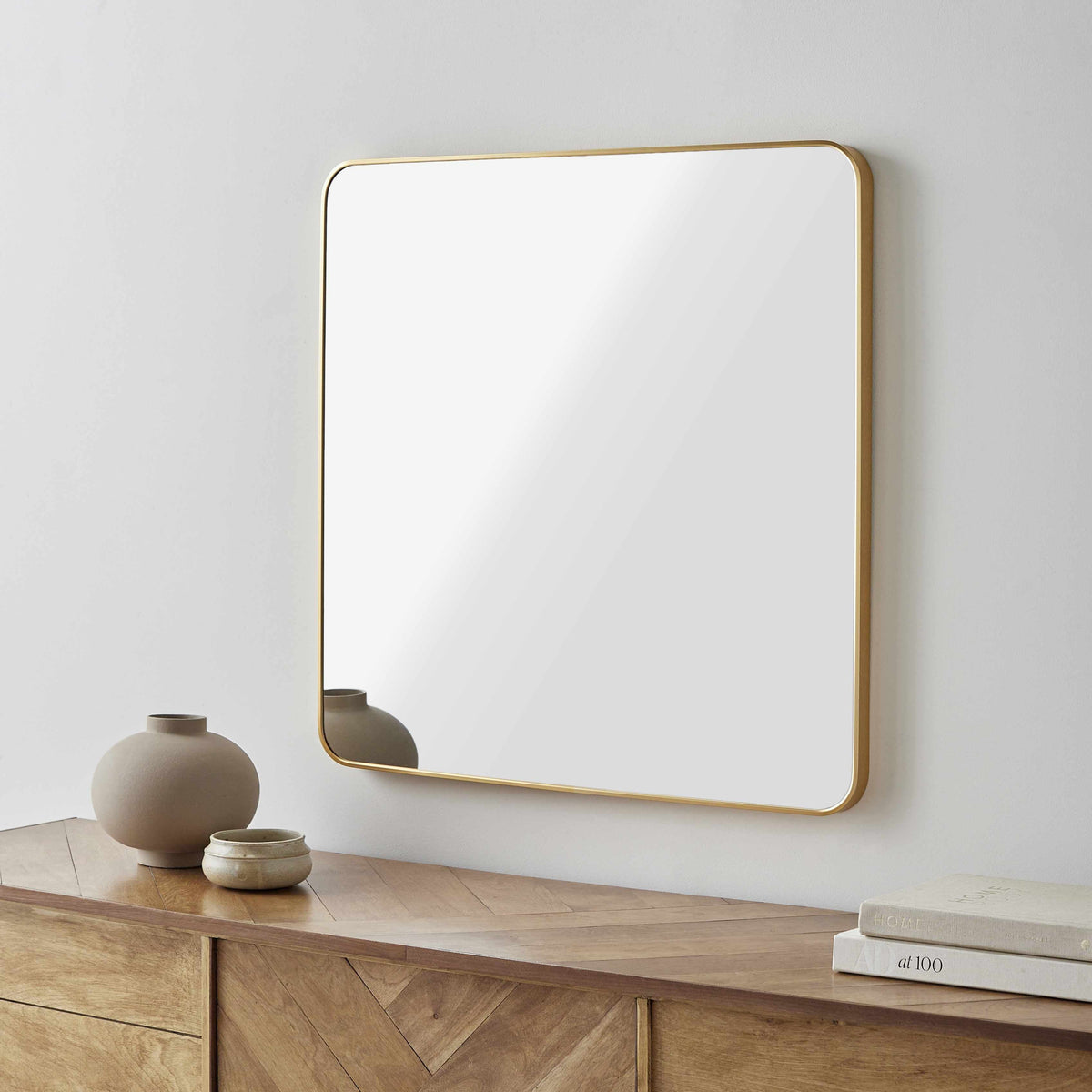 Ockenfels Square Mirror | Slim Gold Aluminum Frame