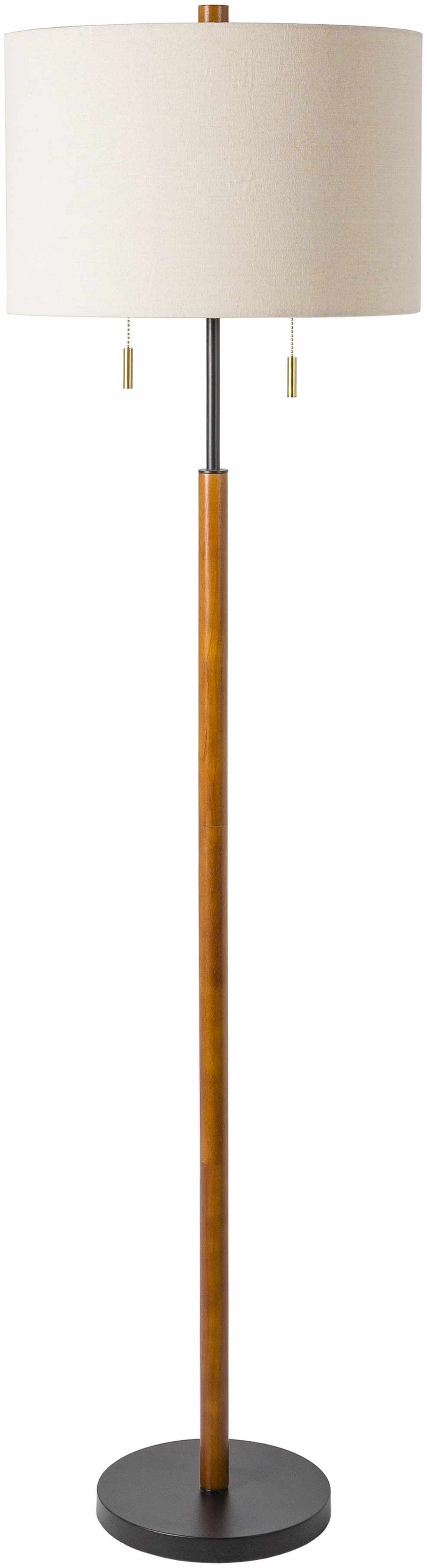Ngomedzap Floor Lamp | Wood Column & Linen Shade