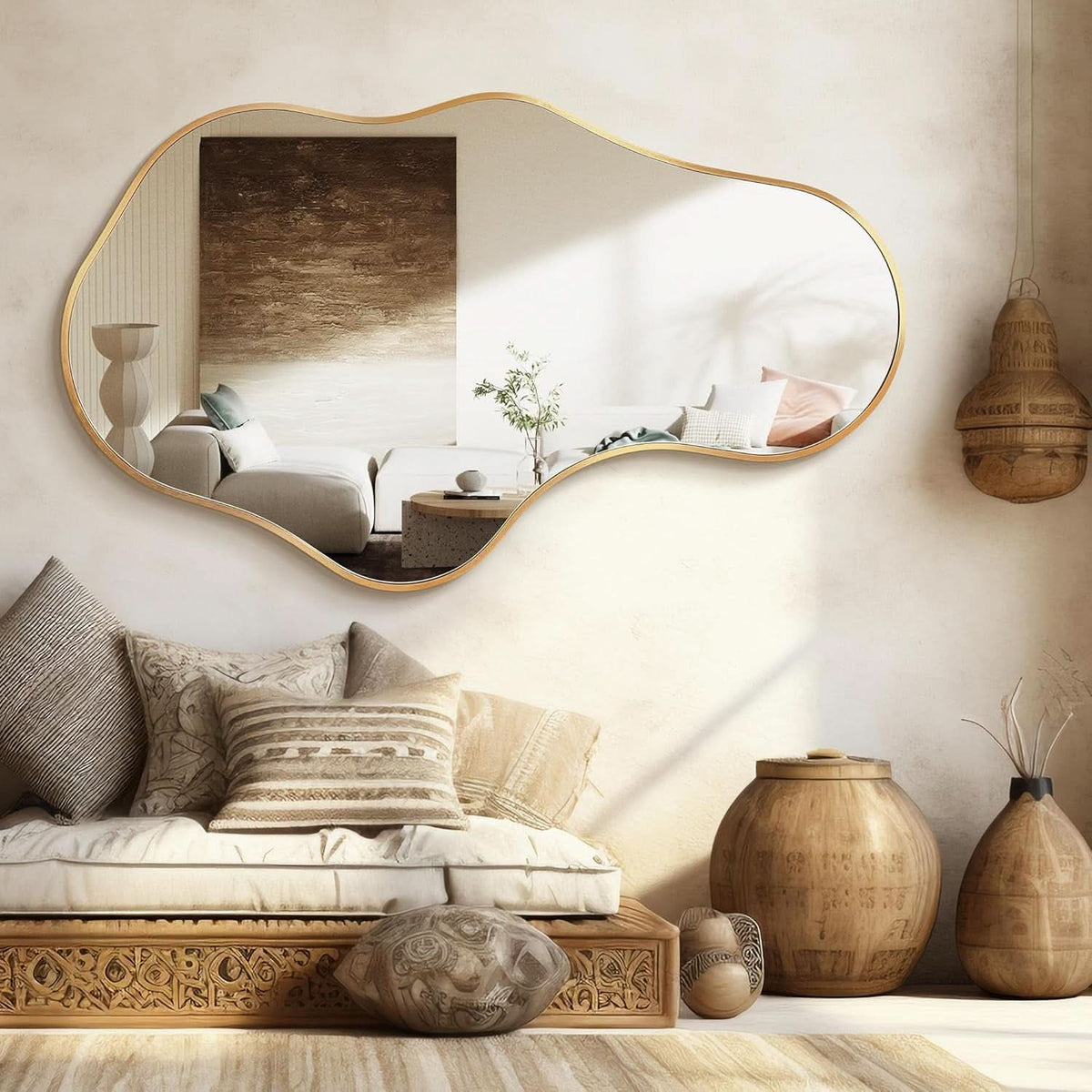 Rose Gold Nimbus Mirror | Irregular Aluminum Frame