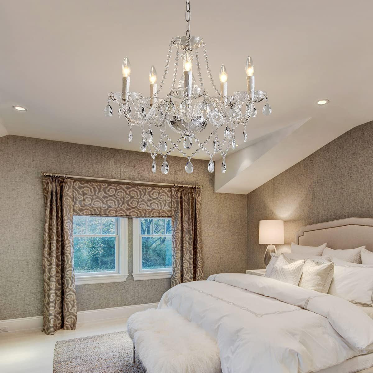 Solstice Crystal Chandelier | Five-Light White & K9 Crystal