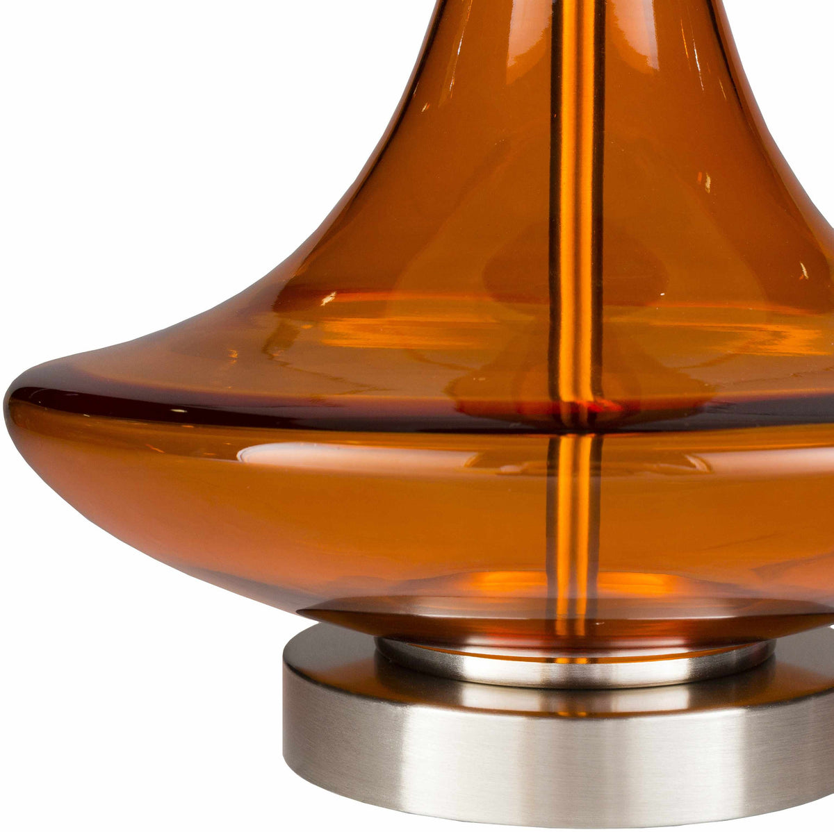 Sciotodale Table Lamp | Glass & Orange Faux-Silk Shade