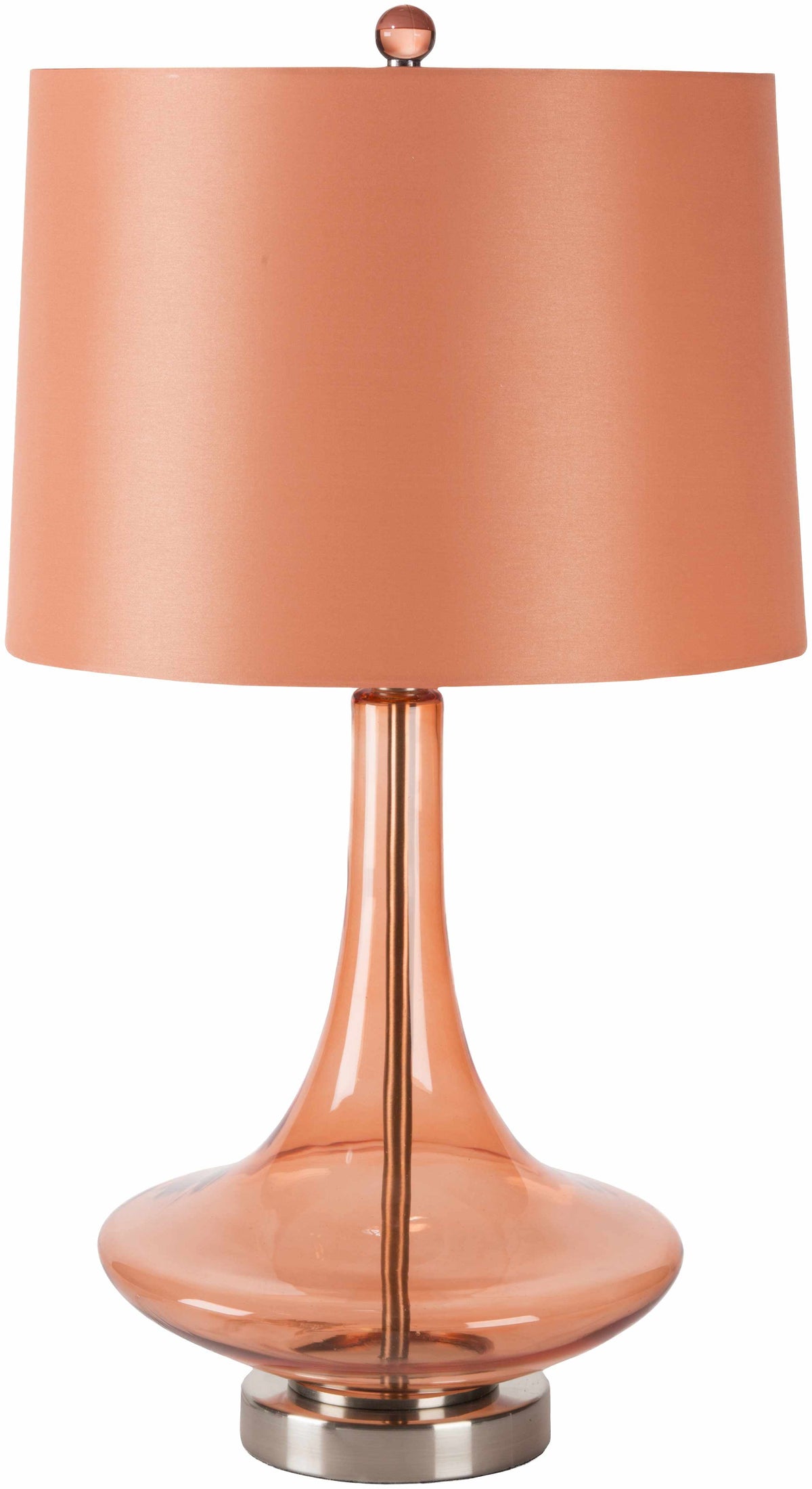 Sciotodale Table Lamp | Glass & Orange Faux-Silk Shade