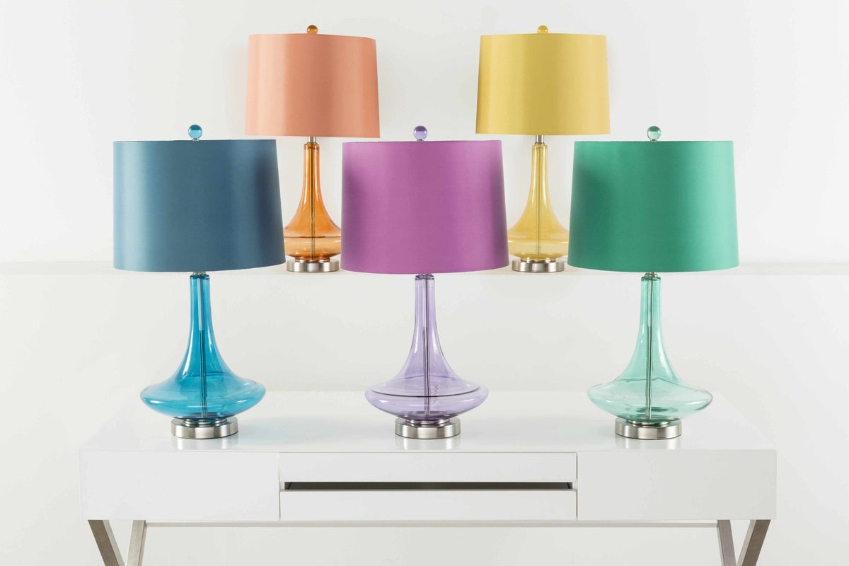Sciotodale Table Lamp | Glass & Orange Faux-Silk Shade